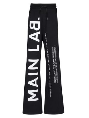 Men's Main Lab Logo Loose Sweatpants - Black White - Size Medium