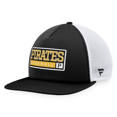 Men's Majestic Black/White Pittsburgh Pirates Foam Trucker Snapback Hat