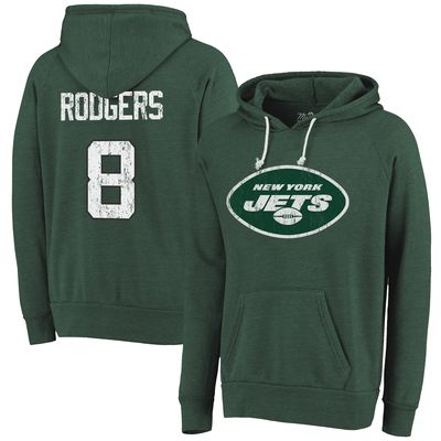 Men's Majestic Threads Aaron Rodgers Green New York Jets Name & Number Pullover Hoodie