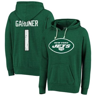 Men's Majestic Threads Ahmad Sauce Gardner Green New York Jets Name & Number Tri-Blend Pullover Hoodie