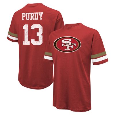 Men's Majestic Threads Brock Purdy Scarlet San Francisco 49ers Name & Number Oversize Fit T-Shirt