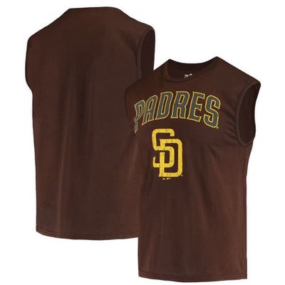 Men's Majestic Threads Brown San Diego Padres Softhand Muscle Tank Top