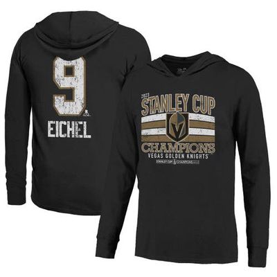 Men's Majestic Threads Jack Eichel Black Vegas Golden Knights 2023 Stanley Cup Champions Softhand Name & Number Pullover Hoodie