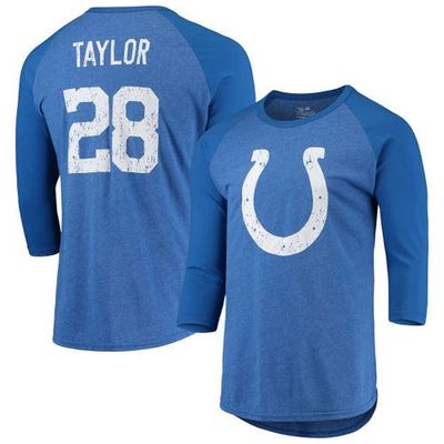 Men's Majestic Threads Jonathan Taylor Royal Indianapolis Colts Name & Number Team Colorway Tri-Blend 3/4 Raglan Sleeve Player T-Shirt