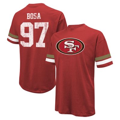 Men's Majestic Threads Nick Bosa Scarlet San Francisco 49ers Name & Number Oversize Fit T-Shirt
