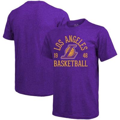 Men's Majestic Threads Purple Los Angeles Lakers Ball Hog Tri-Blend T-Shirt