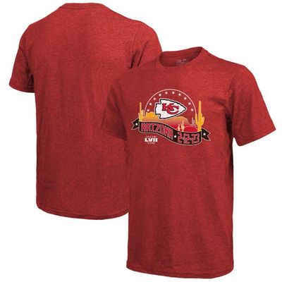 Men's Majestic Threads Red Kansas City Chiefs Super Bowl LVII Tri-Blend Desert T-Shirt