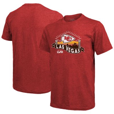 Men's Majestic Threads Red Kansas City Chiefs Super Bowl LVIII Tri-Blend T-Shirt