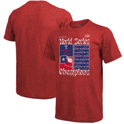 Men's Majestic Threads Red Texas Rangers 2023 World Series Champions Square Logo T-Shirt