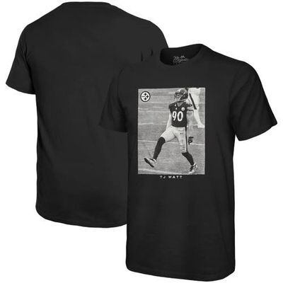 Men's Majestic Threads T. J. Watt Black Pittsburgh Steelers Oversized Player Image T-Shirt
