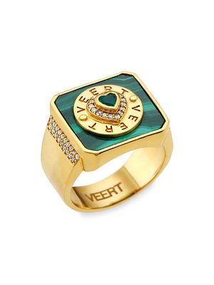 Men's Malachite & Green Onyx Signature Ring - Yellow Gold - Size 11 - Yellow Gold - Size 11