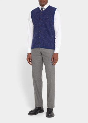 Men's M&eacute;lange Knit Button-Front Vest