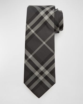 Men's Manston Charcoal Check Tie