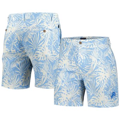 Men's Margaritaville Blue Detroit Lions Sandwashed Monstera Print Amphib Shorts