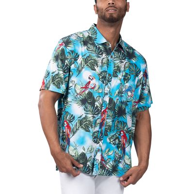 Men's Margaritaville Light Blue Detroit Lions Jungle Parrot Party Button-Up Shirt