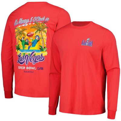 Men's Margaritaville Red Super Bowl LVIII It's Always 5 O'clock in Vegas Long Sleeve T-Shirt