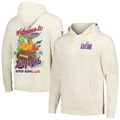 Men's Margaritaville White Super Bowl LVIII Big Game Pullover Hoodie in Cream