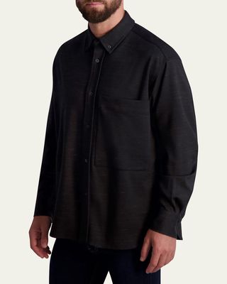 Men's Marled Knit Long-Sleeve Shirt Jacket