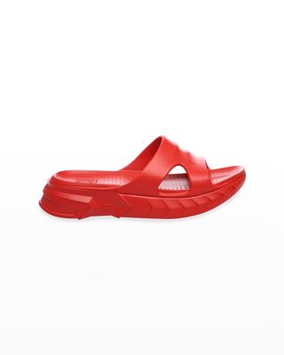 Men's Marshmallow Cutout Slide Sandals, Red