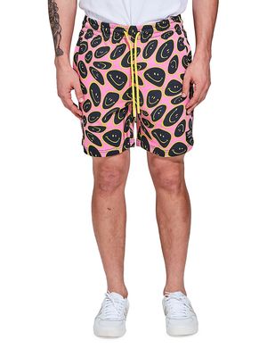 Men's Marty Smiley Cotton Shorts - Pink Smiley - Size XS - Pink Smiley - Size XS