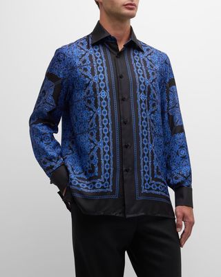 Men's Medallion-Print Silk Overshirt