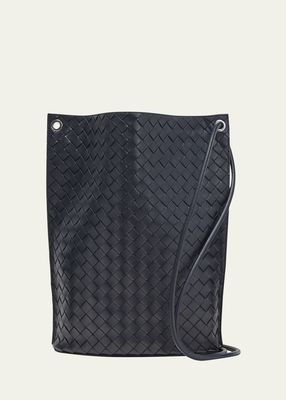 Men's Medium Knot Intrecciato Leather Bucket Bag