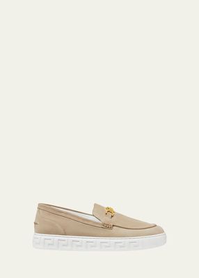 Men's Medusa Coin Suede Hybrid Loafers