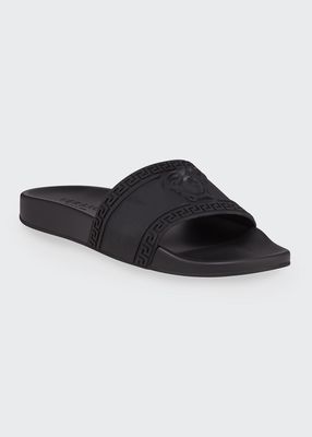 Men's Medusa Greek Key Pool Slide Sandals