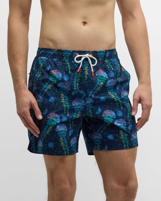 Men's Medusa Jellyfish-Print Swim Shorts
