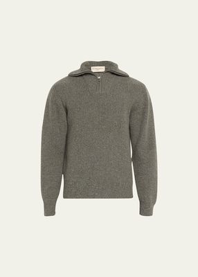 Men's Melange Ribbed Wool-Cashmere Sweater