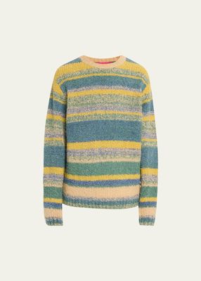 Men's Melange Striped Cashmere-Silk Sweater