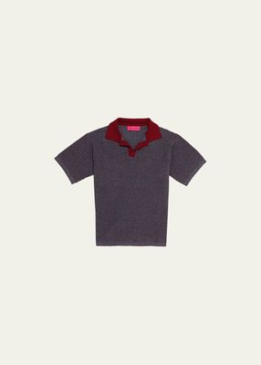 Men's Melange Waffle-Knit Polo Shirt