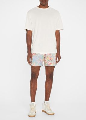Men's Mesh Floral-Print Shorts