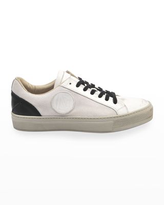 Men's Mesh Two-Tone Leather Logo Sneakers