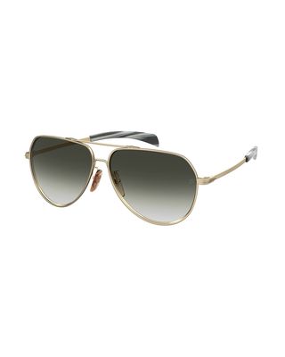 Men's Metal Brow-Bar Aviator Sunglasses
