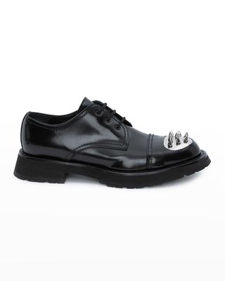 Men's Metal Spike Toe Leather Derby Shoes