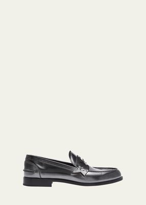 Men's Metallic Leather Penny Loafers