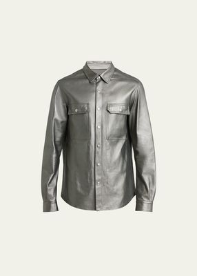 Men's Metallic Peached Leather Outershirt