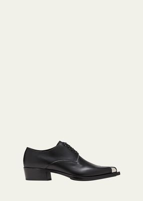 Men's Metallic-Toe Leather Derby Shoes