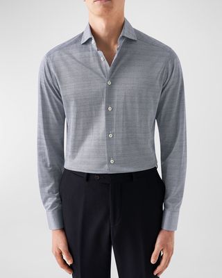 Men's Micro-Check Slim Fit Dress Shirt