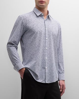 Men's Micro-Printed Woven Stretch Sport Shirt