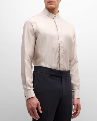 Men's Micro-Striped Silk Formal Shirt