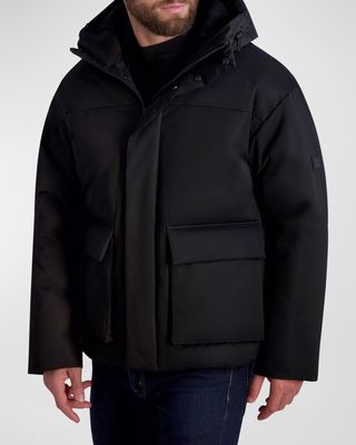 Men's Mid-Length Twill Jacket with Sherpa Lining