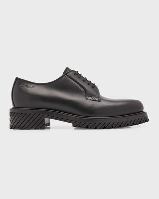Men's Military Diagonal-Sole Leather Derby Shoes