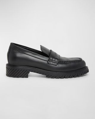 Men's Military Leather Penny Loafers