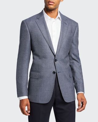 Men's Mini-Check Wool Two-Button Sport Coat, Blue