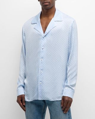 Men's Mini Monogram Satin Pajama Shirt