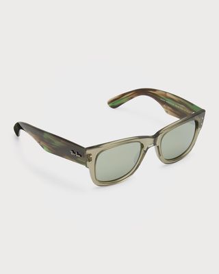 Men's Mirrored Square Two-Tone Nylon Sunglasses