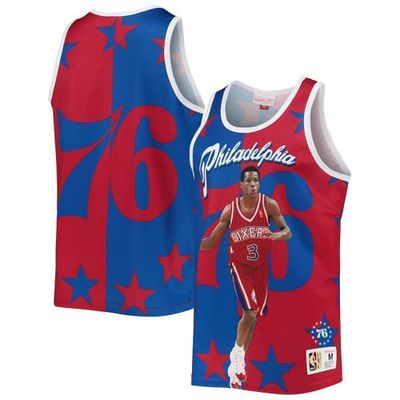 Men's Mitchell & Ness Allen Iverson Royal/Red Philadelphia 76ers Sublimated Player Tank Top