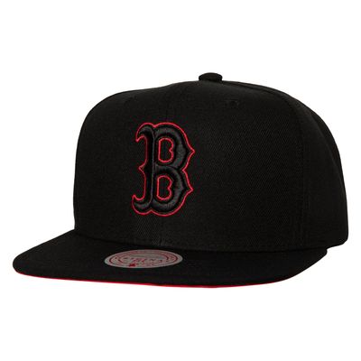 Men's Mitchell & Ness Black Boston Red Sox Bottoms Snapback Hat